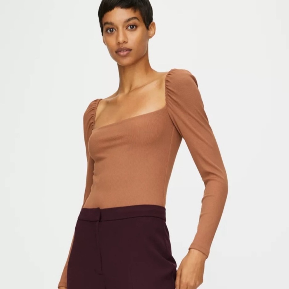 Aritzia Wilfred Modal Jeanette Bodysuit Thong Thick Ribbed